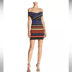 WOW Couture Striped Off-the-Shoulder Dress